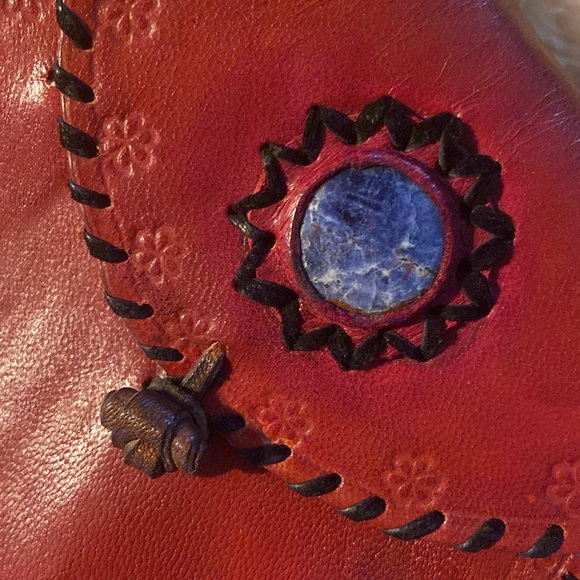 Vintage Puro Cuero Genuine Leather Sodalite embedded purse - Picture 6 of 9